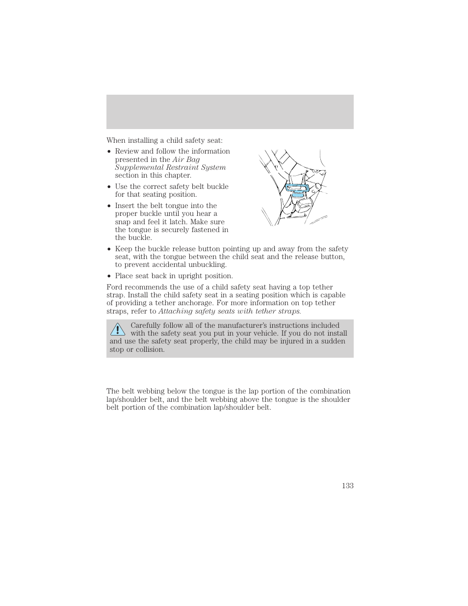 Seating and safety restraints | FORD 1999 Windstar User Manual | Page 133 / 248