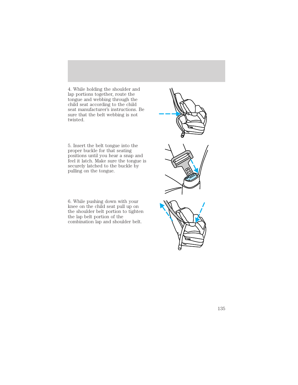 Seating and safety restraints | FORD 1999 Windstar User Manual | Page 135 / 248
