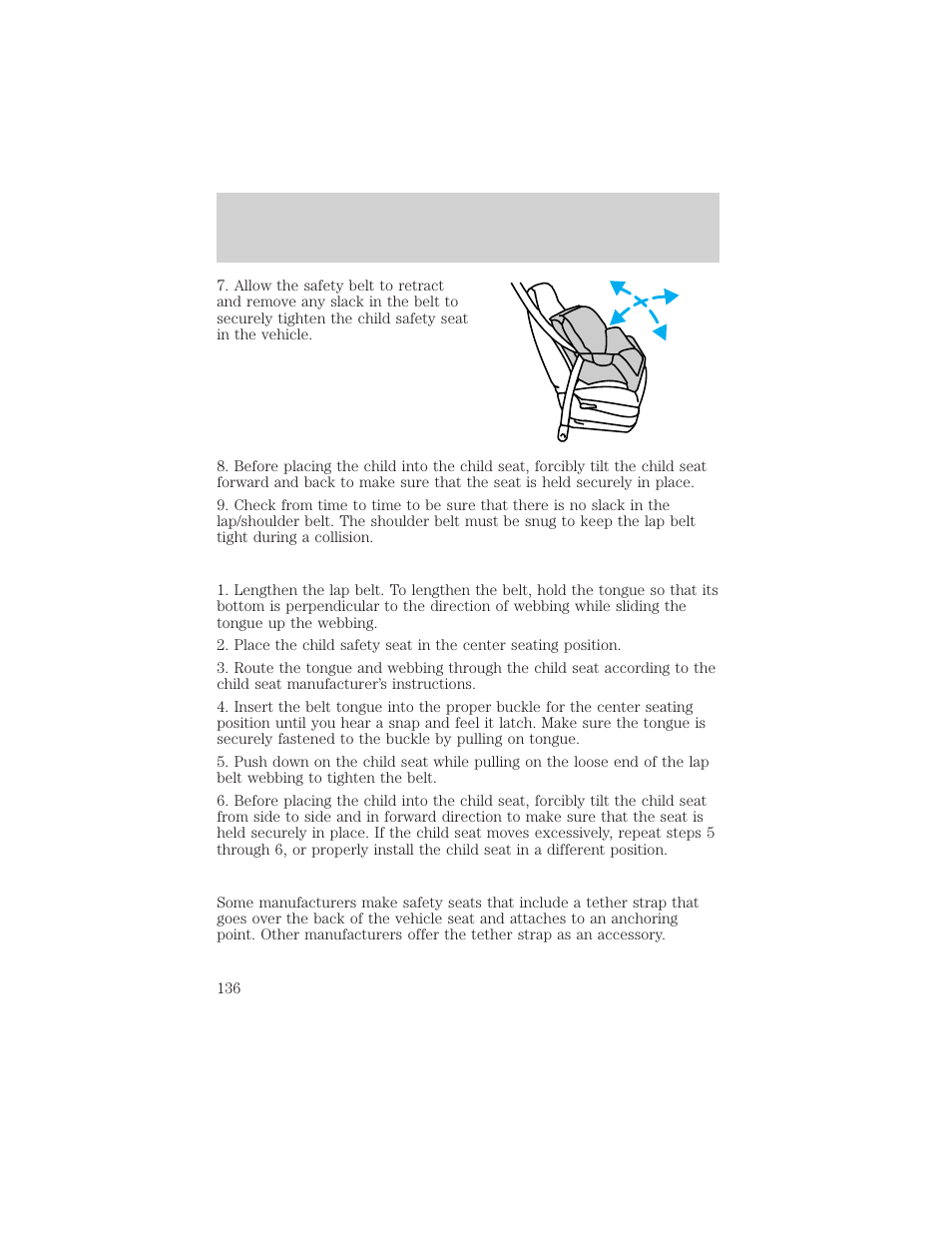 Seating and safety restraints | FORD 1999 Windstar User Manual | Page 136 / 248