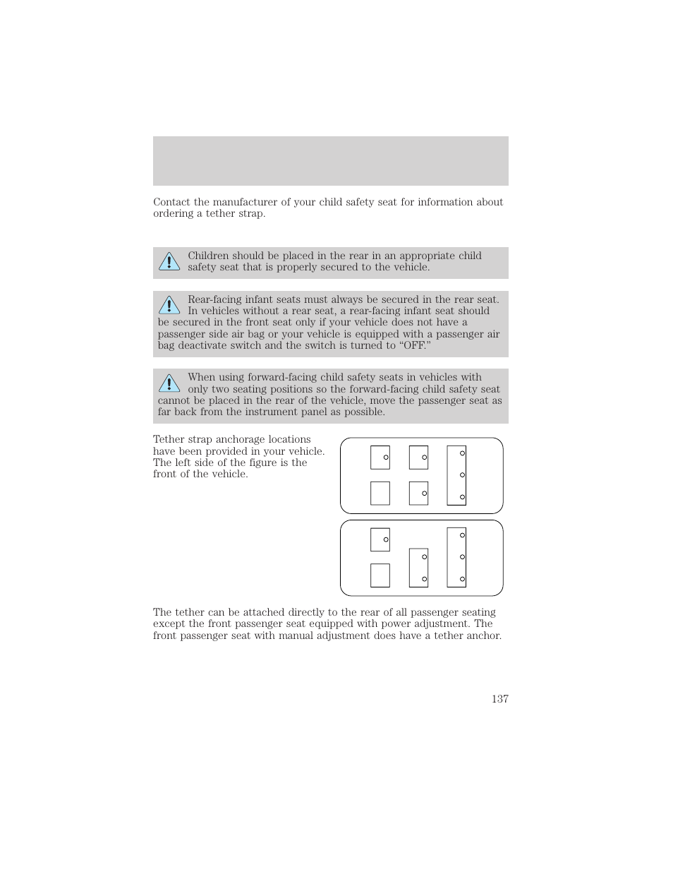 Seating and safety restraints | FORD 1999 Windstar User Manual | Page 137 / 248