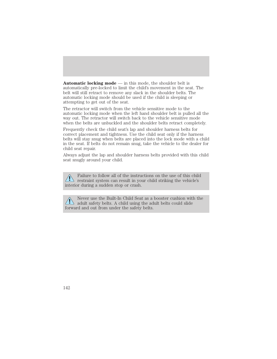Seating and safety restraints | FORD 1999 Windstar User Manual | Page 142 / 248