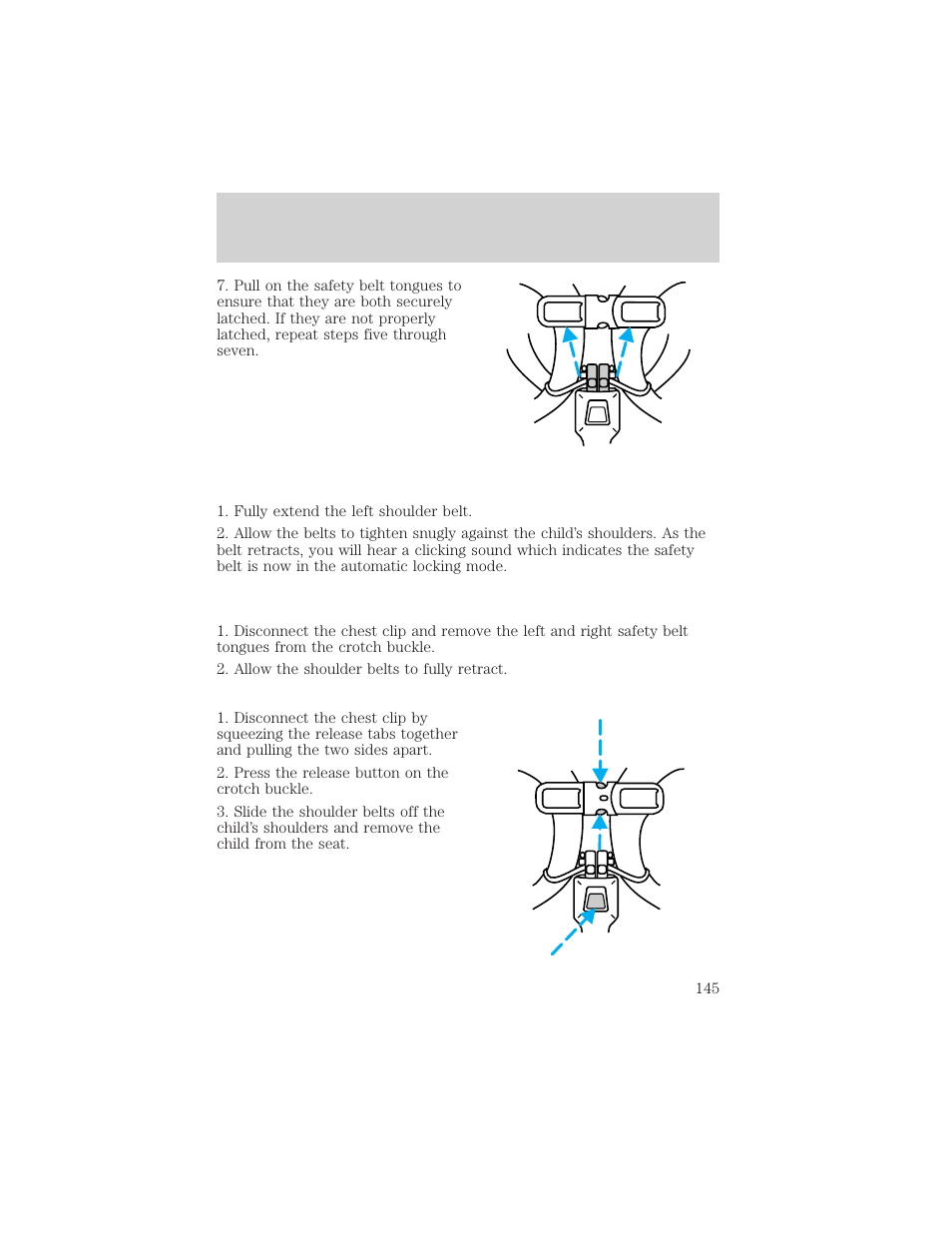 Seating and safety restraints | FORD 1999 Windstar User Manual | Page 145 / 248