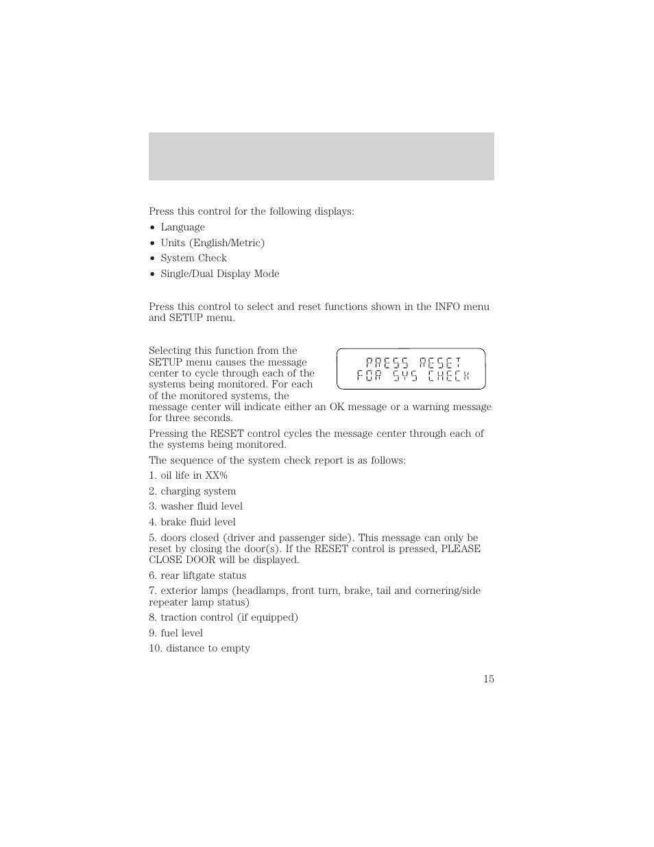 Instrumentation | FORD 1999 Windstar User Manual | Page 15 / 248