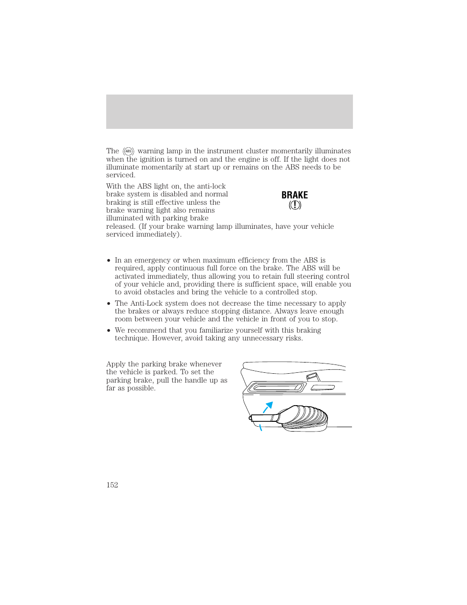 Driving, Brake | FORD 1999 Windstar User Manual | Page 152 / 248