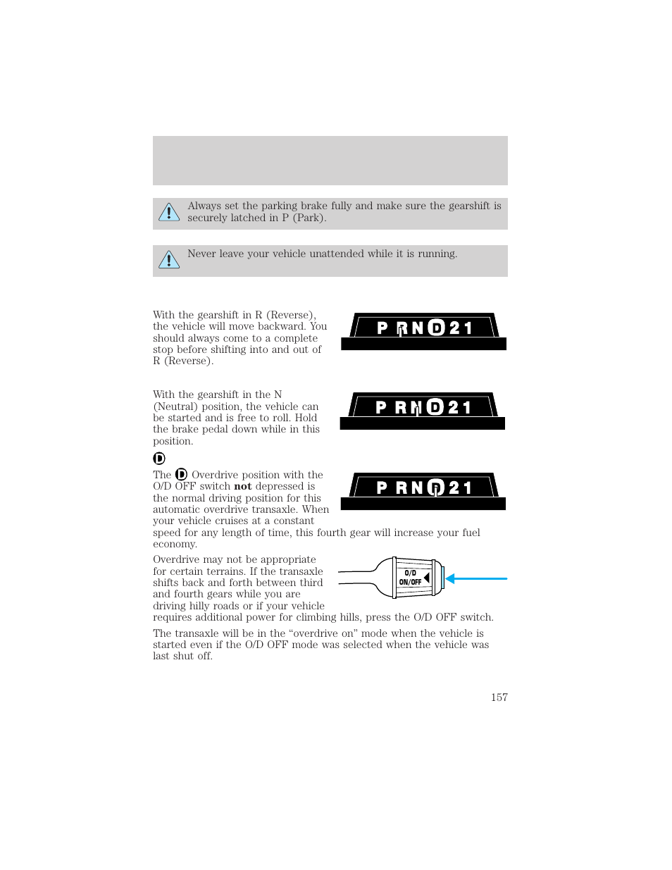 Driving | FORD 1999 Windstar User Manual | Page 157 / 248