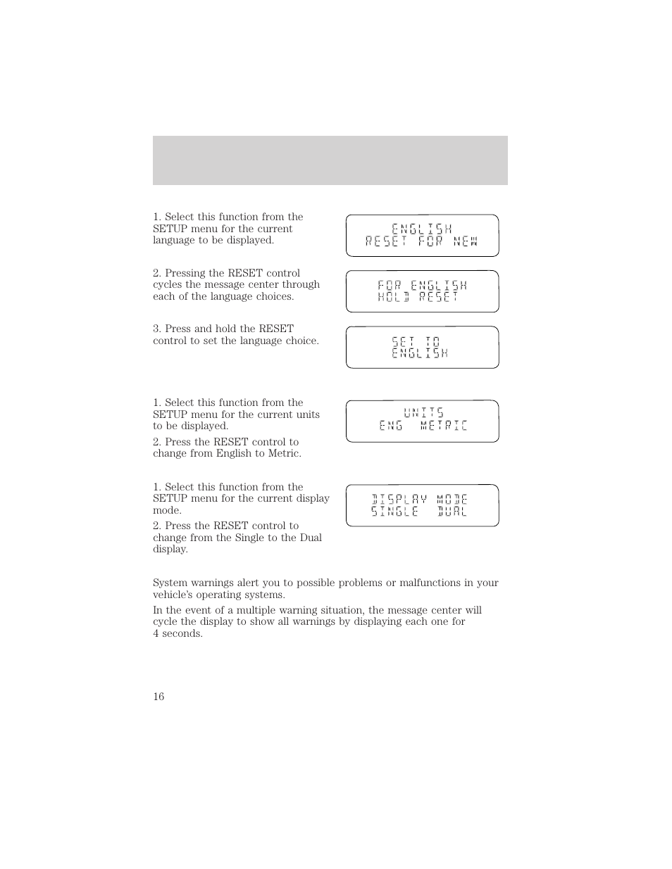 Instrumentation | FORD 1999 Windstar User Manual | Page 16 / 248