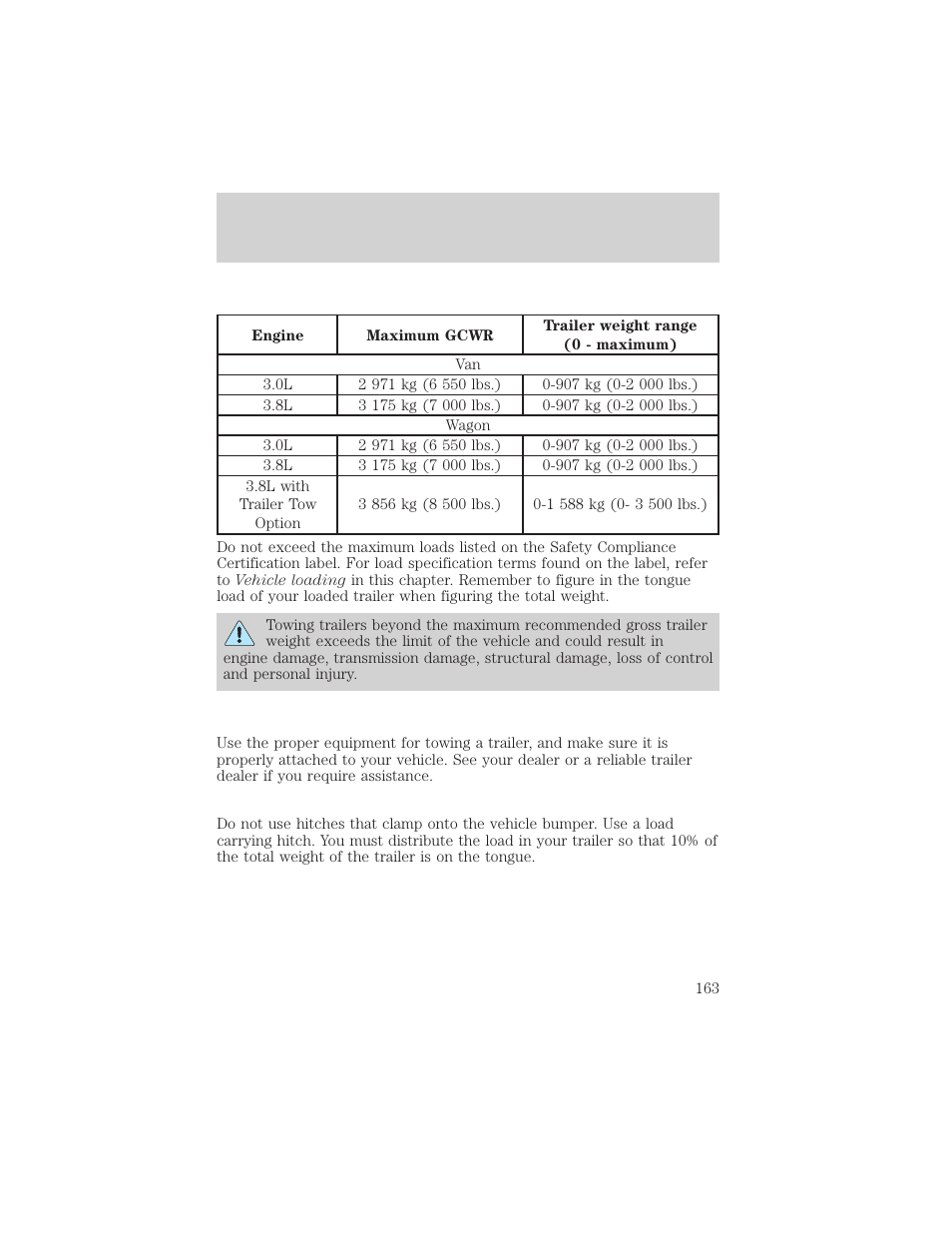 Driving | FORD 1999 Windstar User Manual | Page 163 / 248