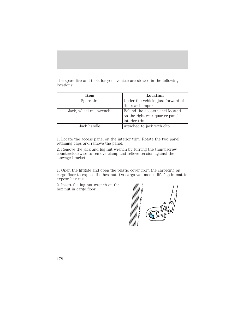 Roadside emergencies | FORD 1999 Windstar User Manual | Page 178 / 248