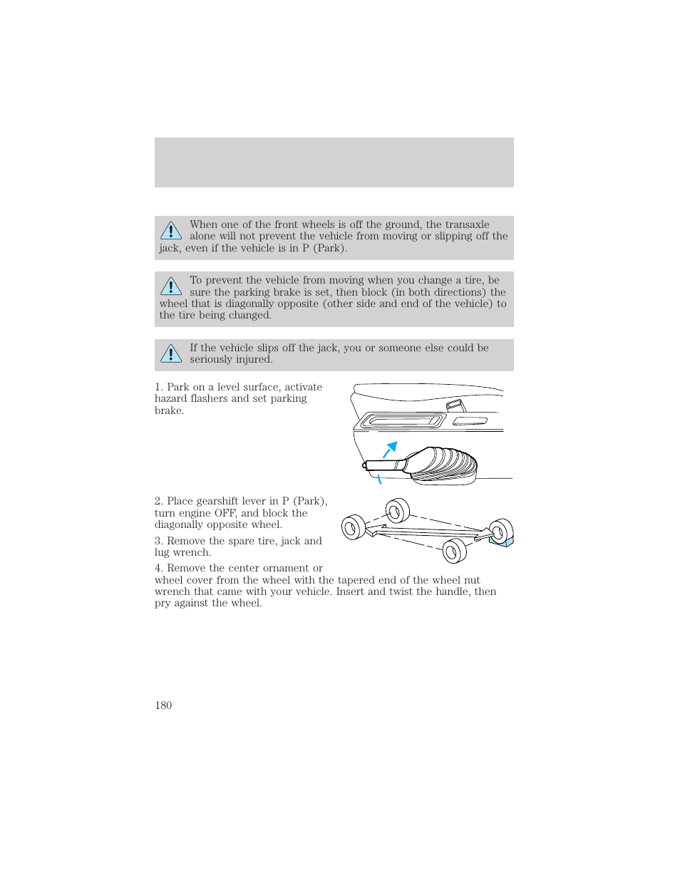 Roadside emergencies | FORD 1999 Windstar User Manual | Page 180 / 248