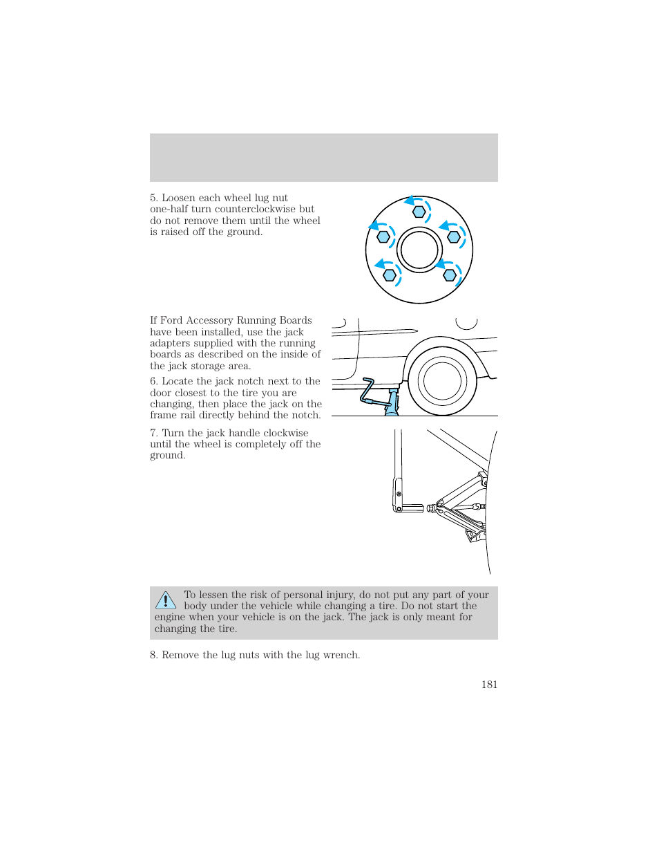 Roadside emergencies | FORD 1999 Windstar User Manual | Page 181 / 248