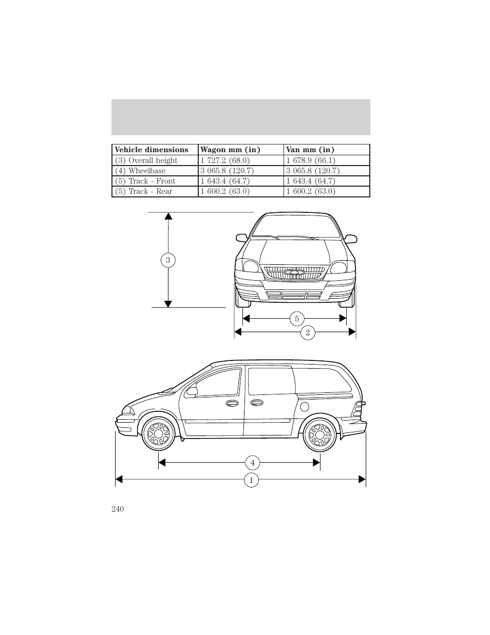 Capacities and specifications | FORD 1999 Windstar User Manual | Page 240 / 248