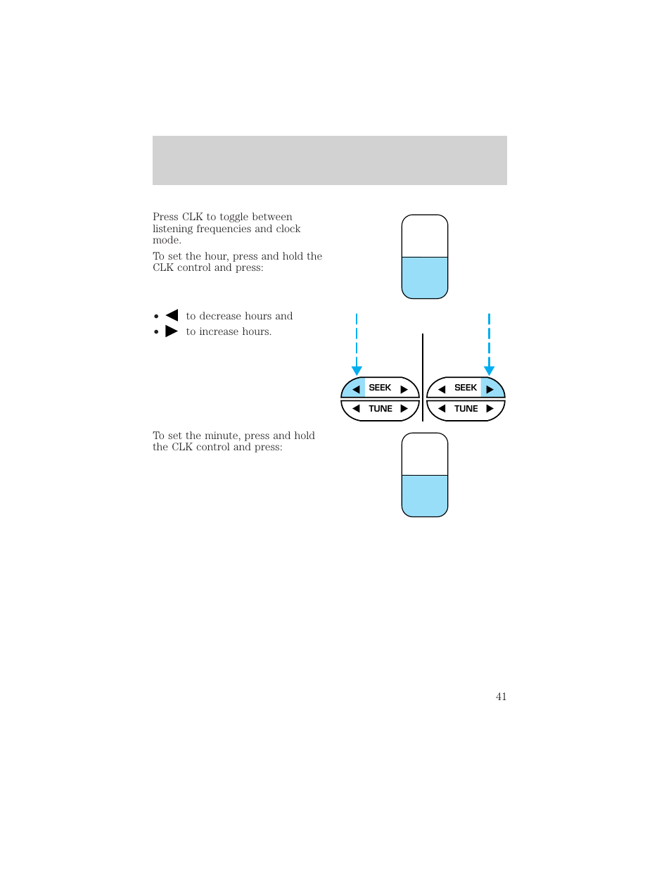 Tone clk, Controls and features | FORD 1999 Windstar User Manual | Page 41 / 248