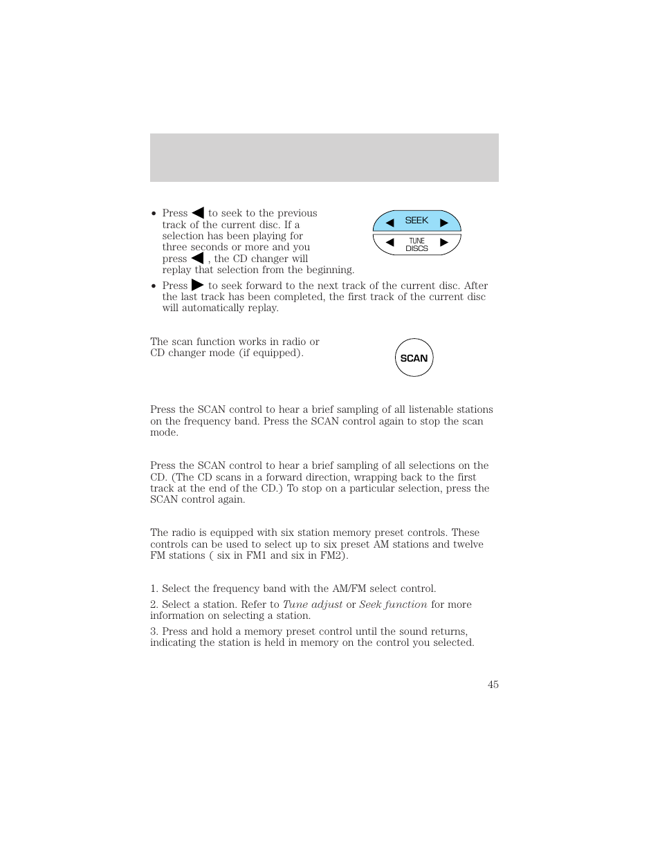 Controls and features | FORD 1999 Windstar User Manual | Page 45 / 248