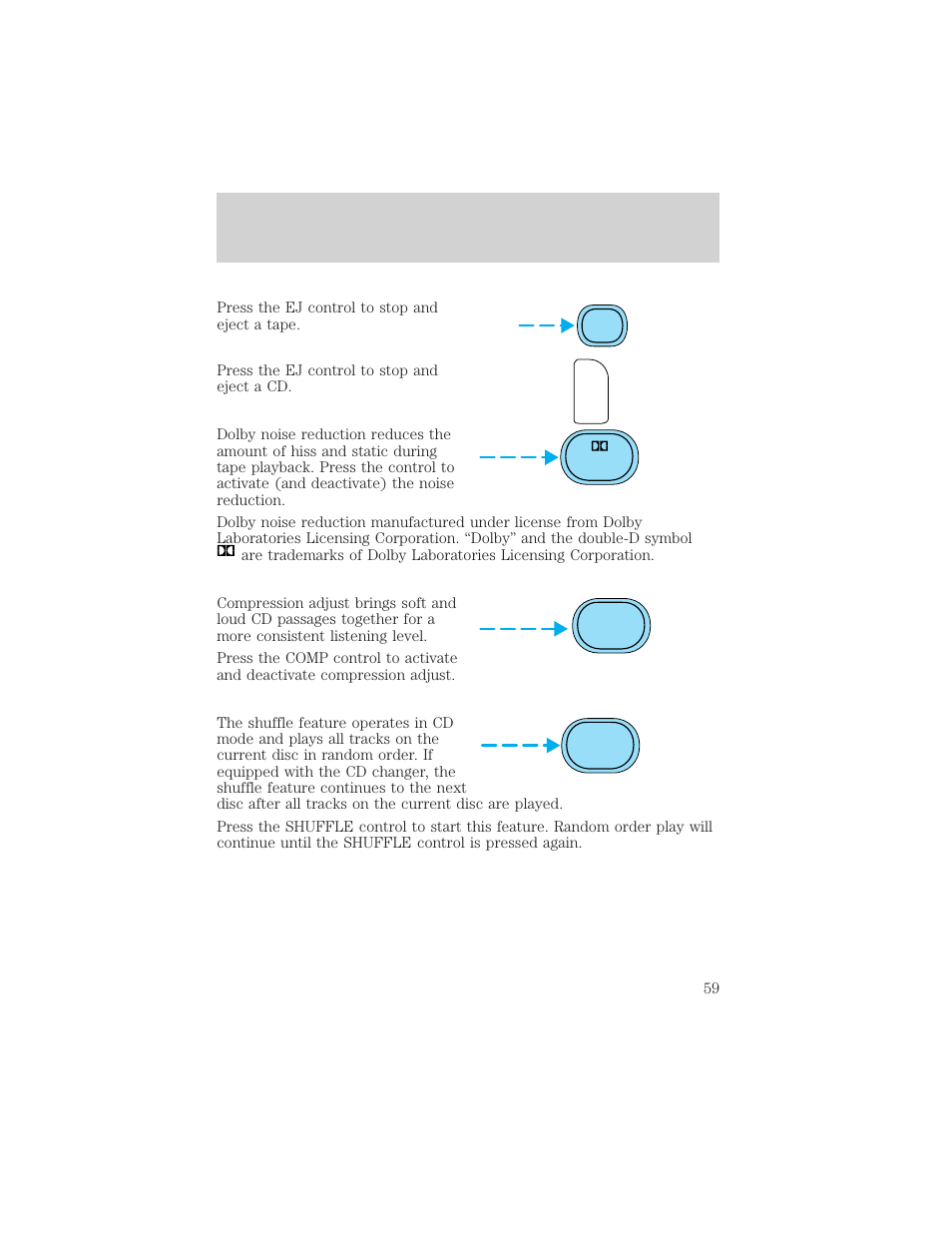 Controls and features | FORD 1999 Windstar User Manual | Page 59 / 248