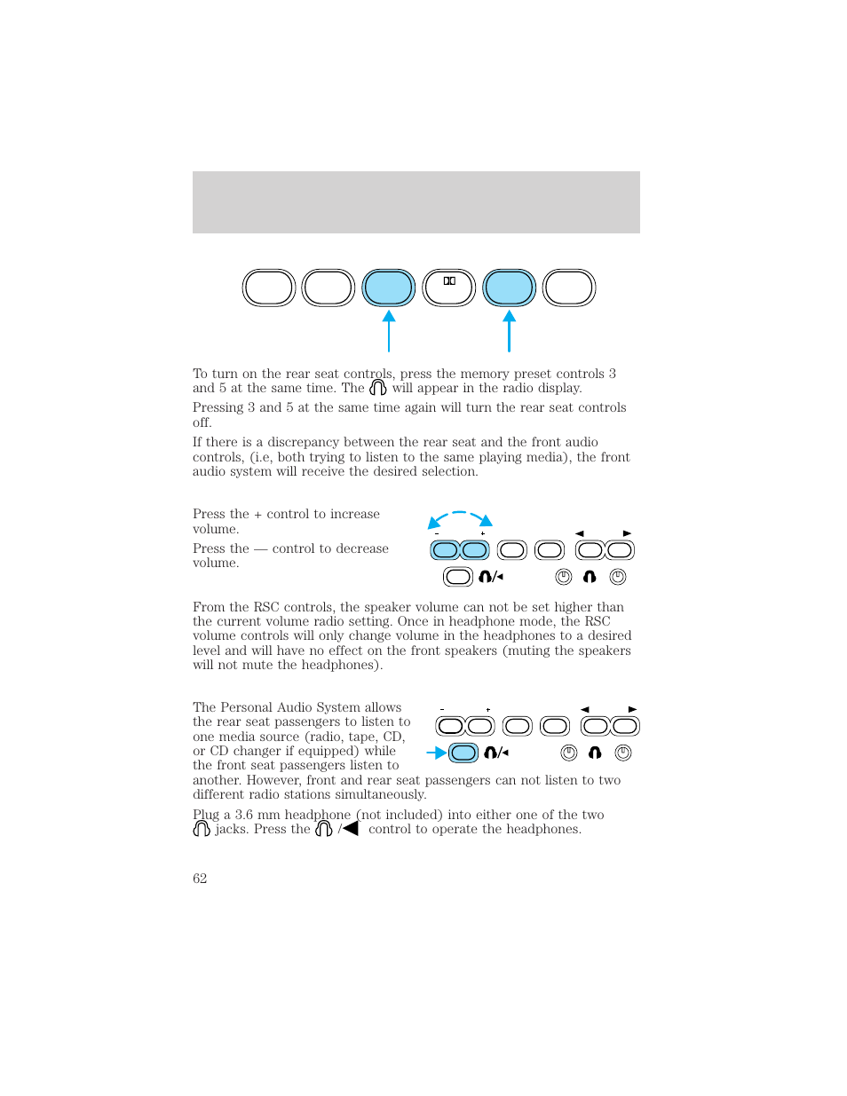 Controls and features | FORD 1999 Windstar User Manual | Page 62 / 248