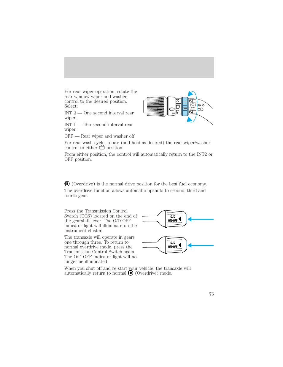 Controls and features | FORD 1999 Windstar User Manual | Page 75 / 248