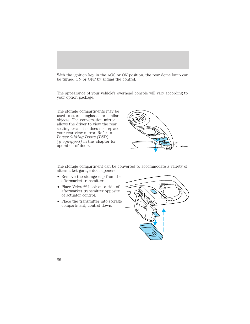 Controls and features | FORD 1999 Windstar User Manual | Page 86 / 248