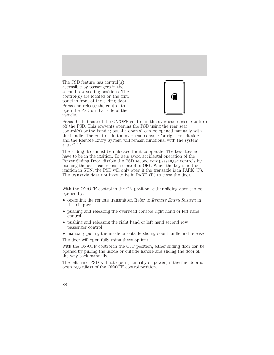 Controls and features | FORD 1999 Windstar User Manual | Page 88 / 248