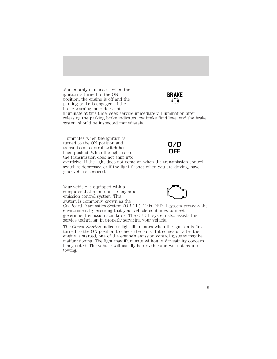 O/d off | FORD 1999 Windstar User Manual | Page 9 / 248