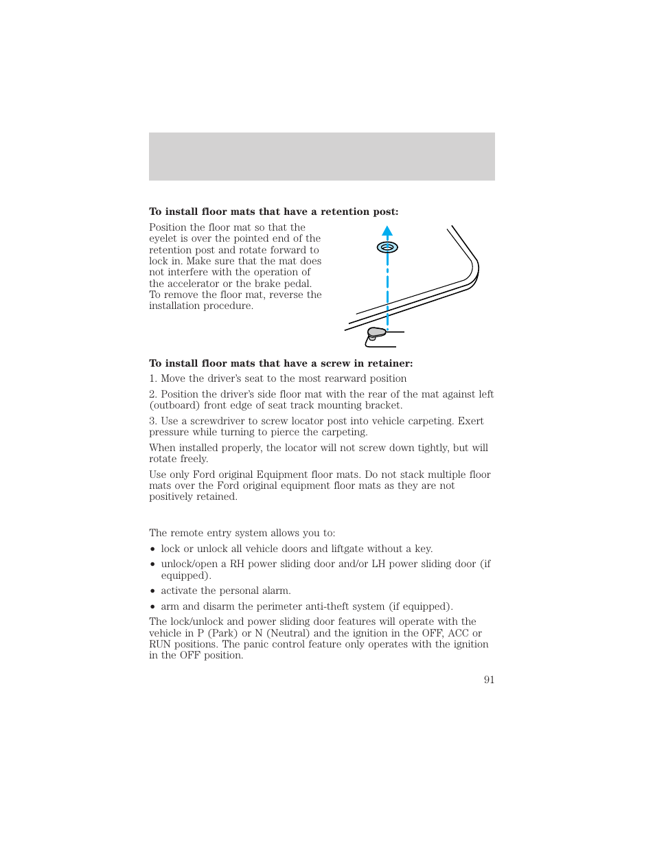 Controls and features | FORD 1999 Windstar User Manual | Page 91 / 248