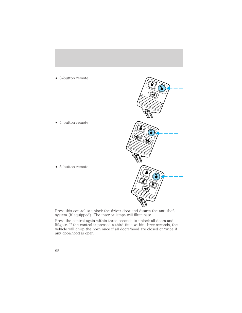Controls and features | FORD 1999 Windstar User Manual | Page 92 / 248
