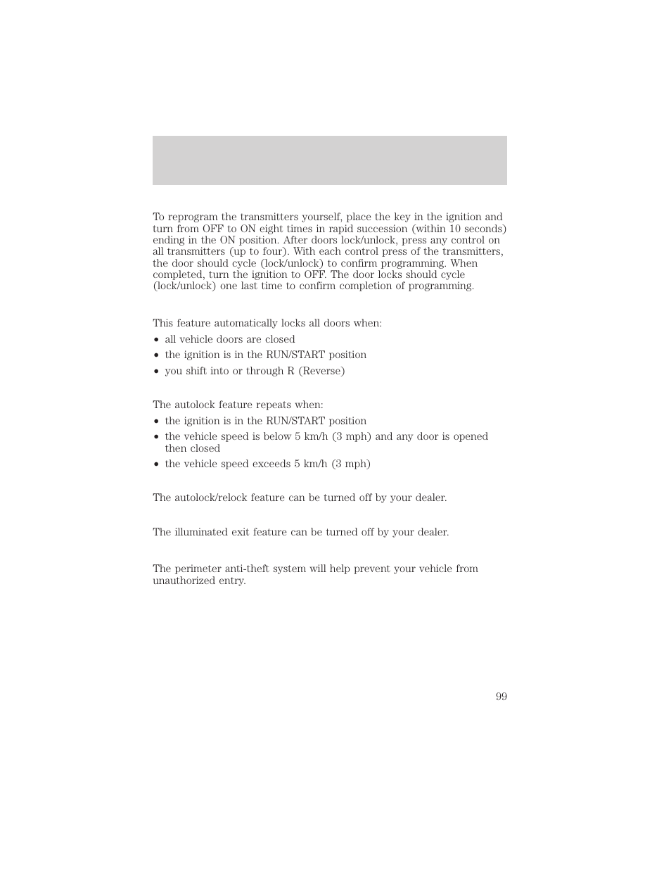 Controls and features | FORD 1999 Windstar User Manual | Page 99 / 248