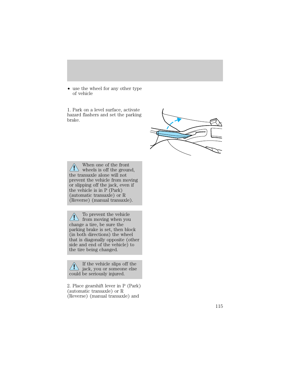 Roadside emergencies | FORD 1998 Escort User Manual | Page 115 / 191