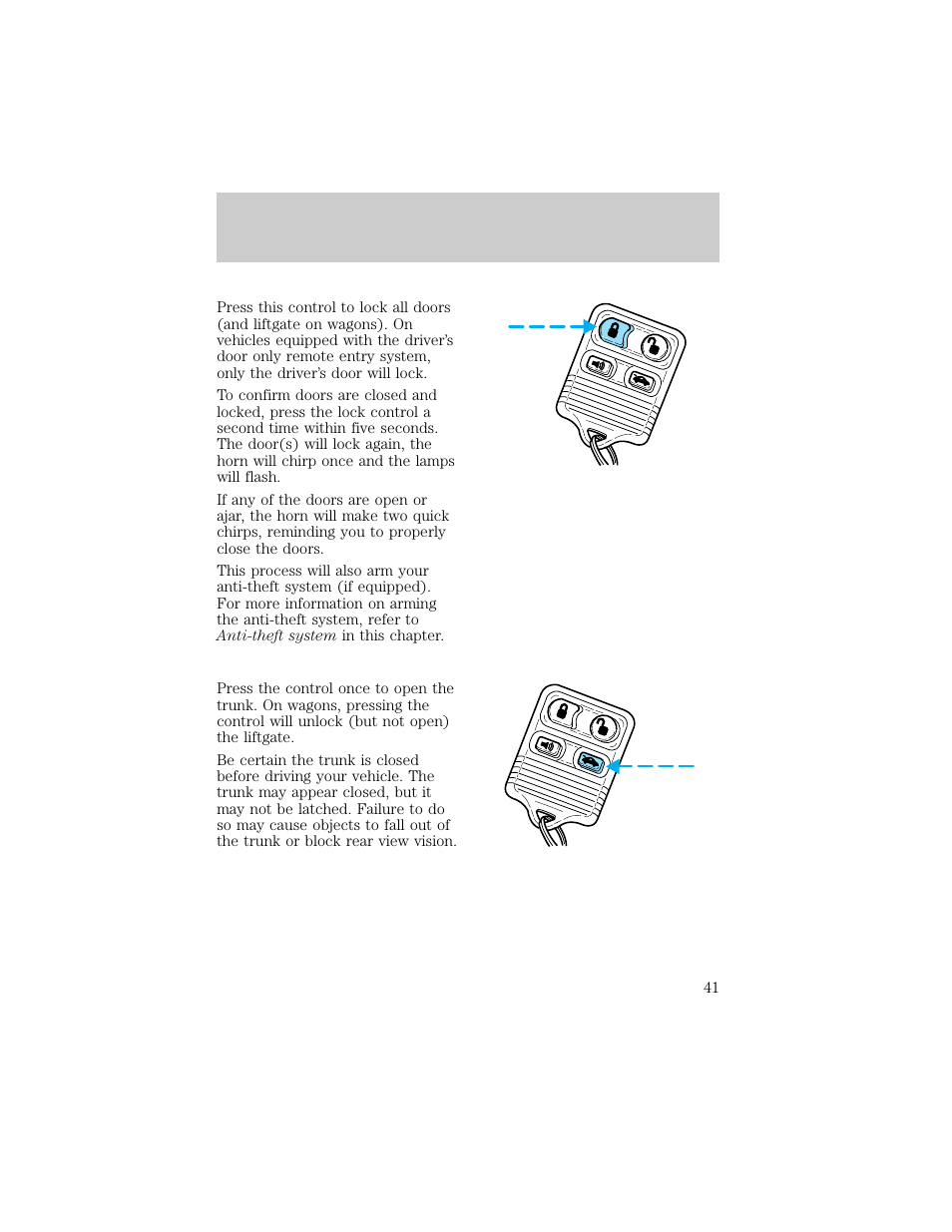 Controls and features | FORD 1998 Escort User Manual | Page 41 / 191