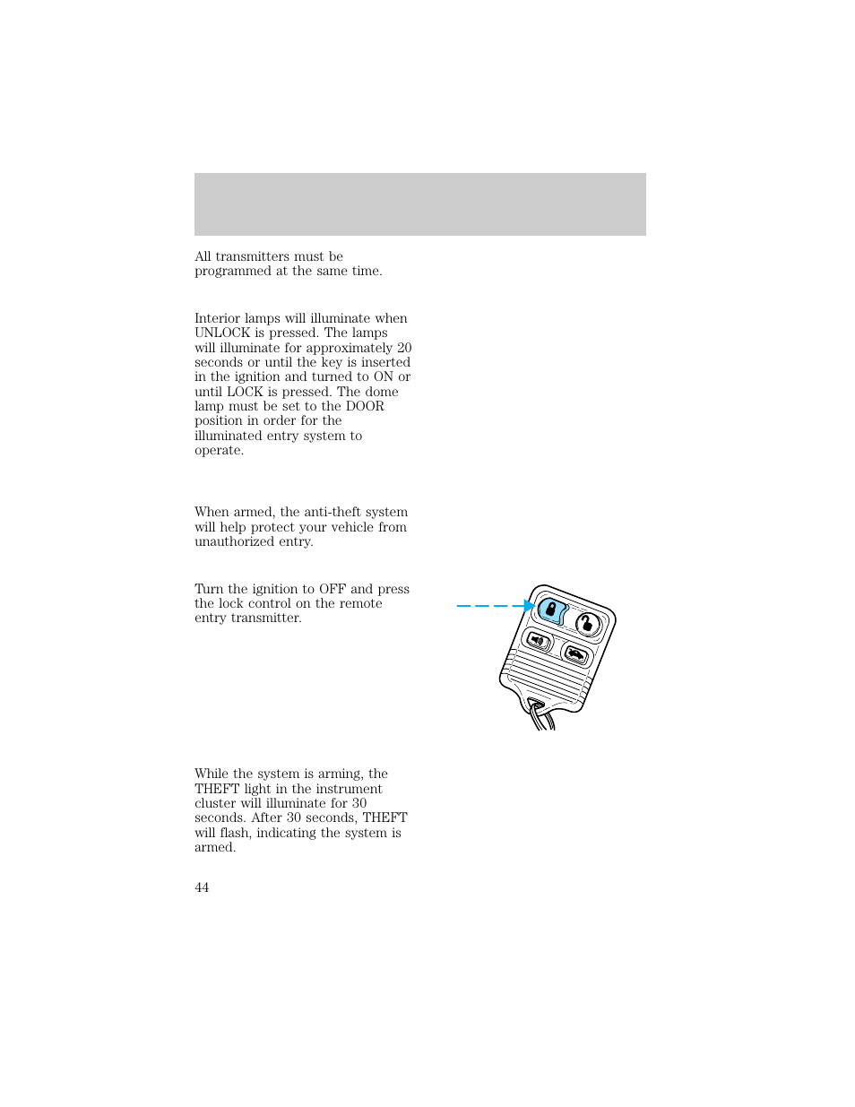 Controls and features | FORD 1998 Escort User Manual | Page 44 / 191