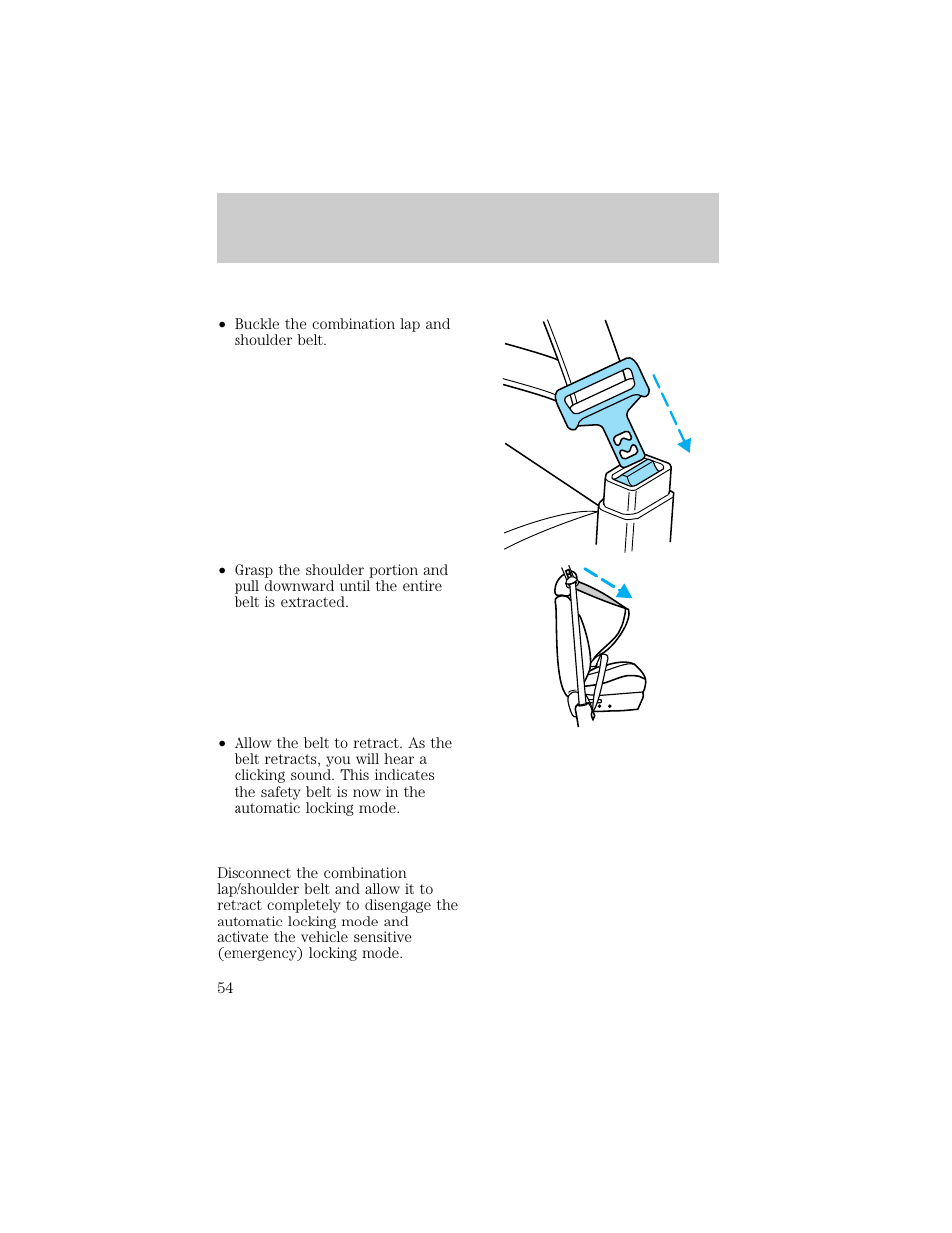 Seating and safety restraints | FORD 1998 Escort User Manual | Page 54 / 191