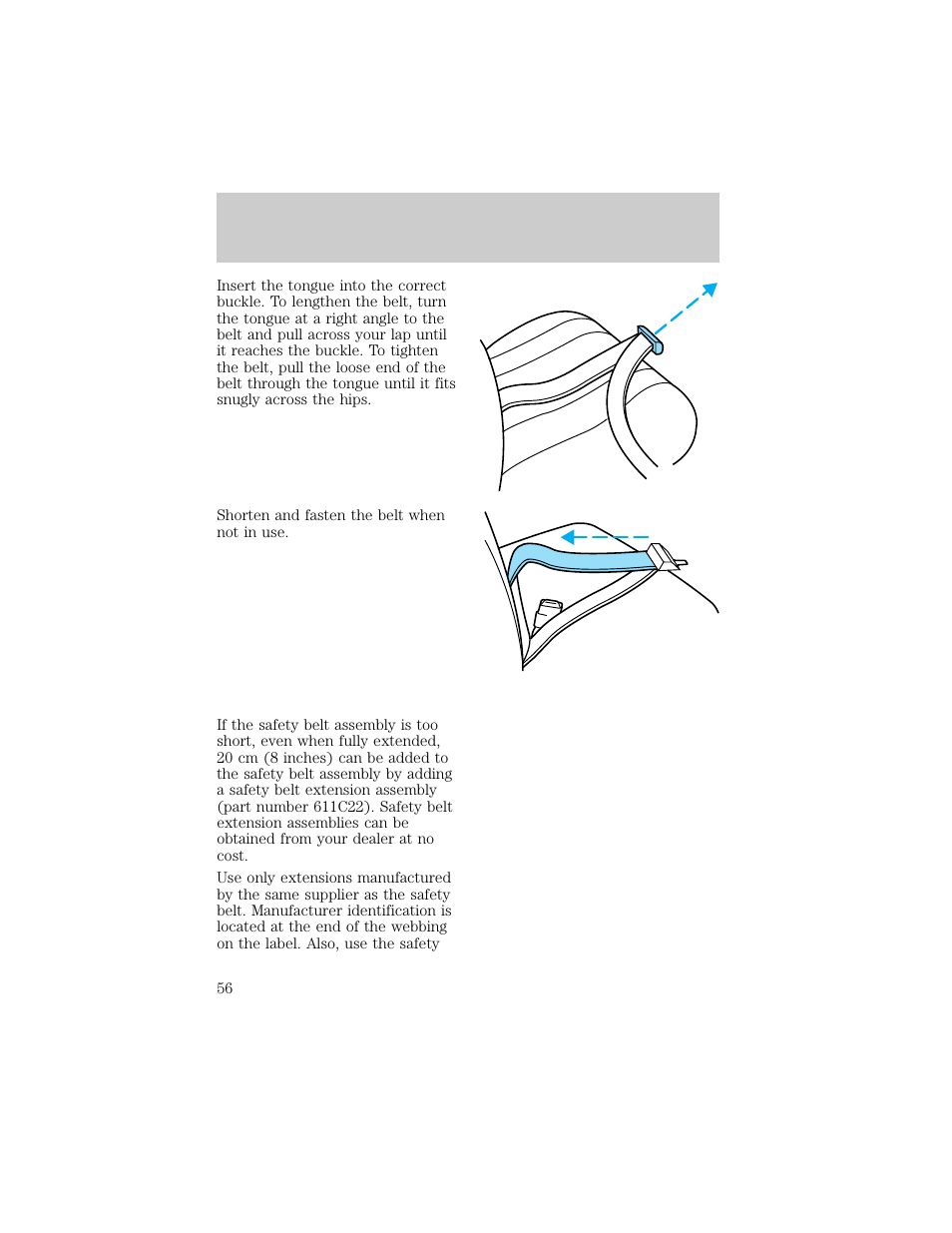 Seating and safety restraints | FORD 1998 Escort User Manual | Page 56 / 191