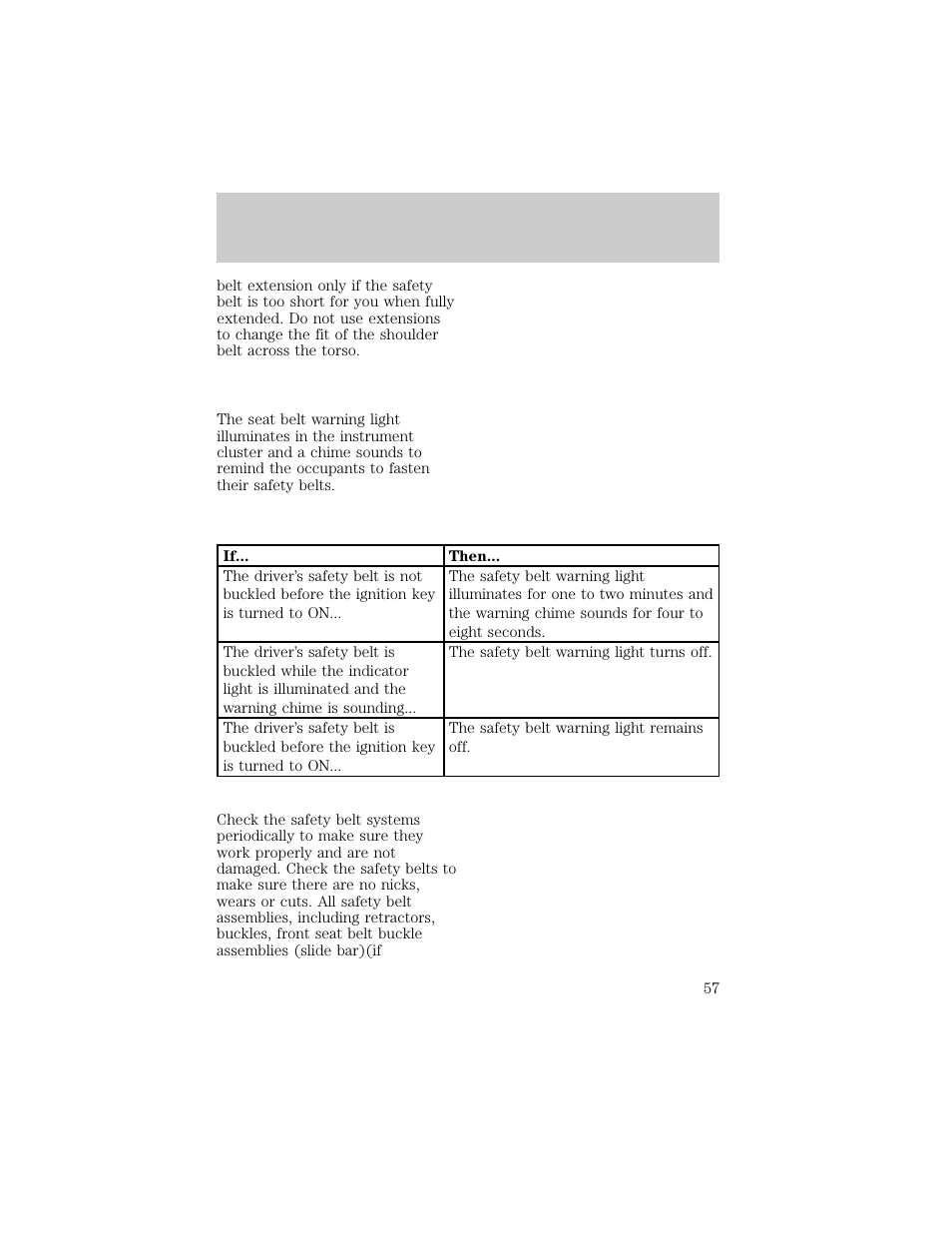 Seating and safety restraints | FORD 1998 Escort User Manual | Page 57 / 191