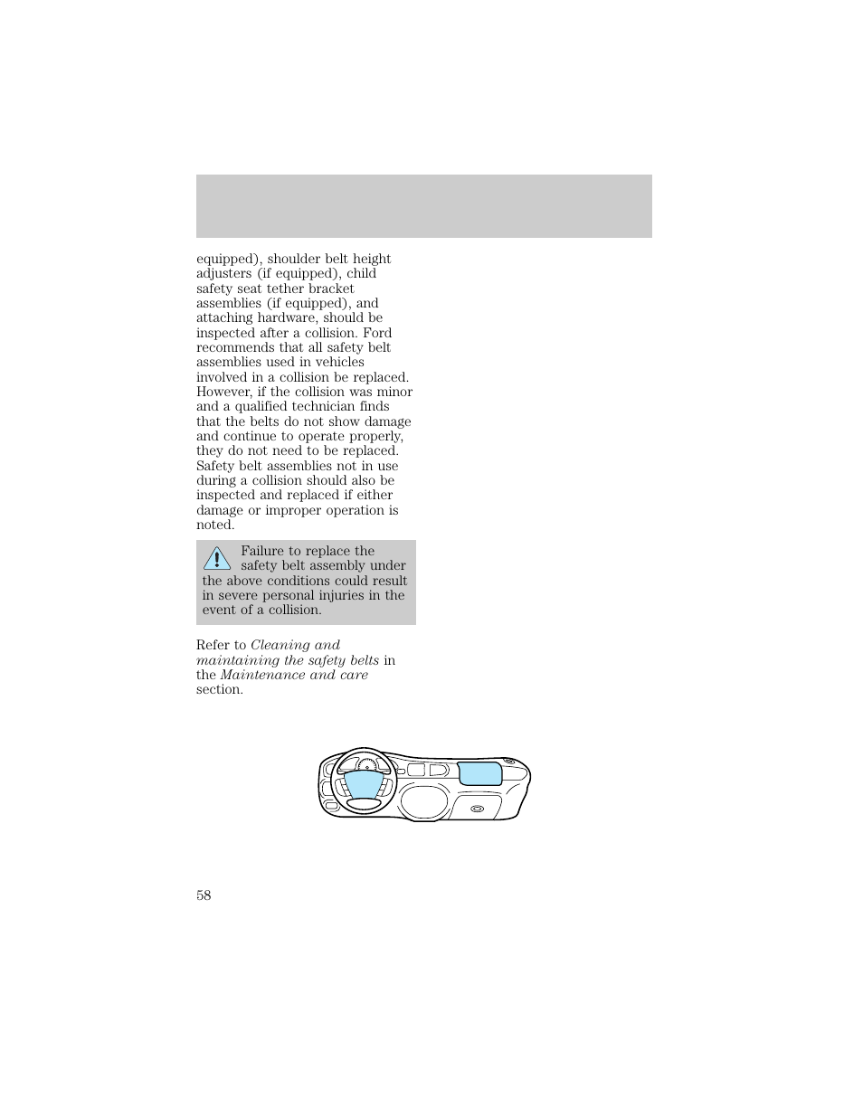 Seating and safety restraints | FORD 1998 Escort User Manual | Page 58 / 191