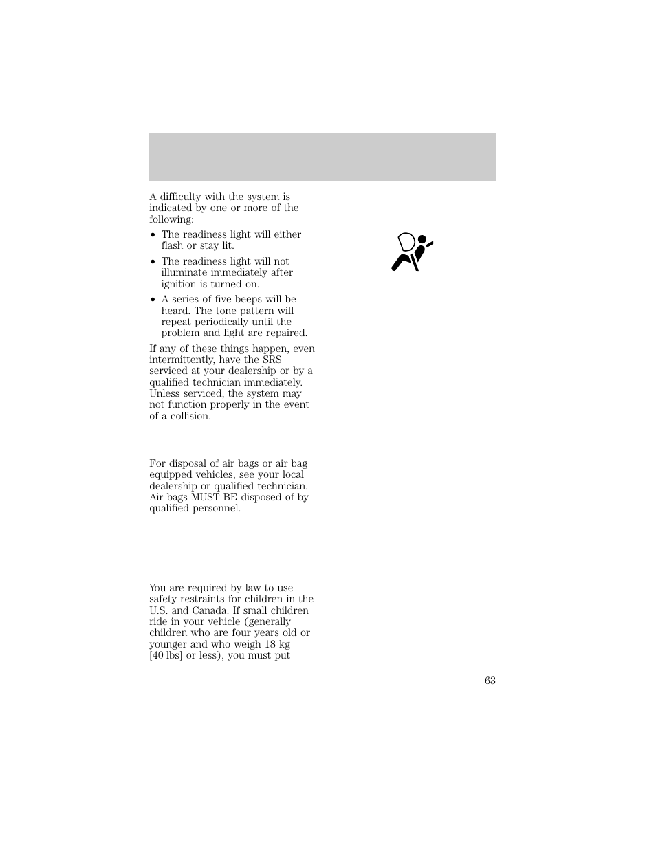 Seating and safety restraints | FORD 1998 Escort User Manual | Page 63 / 191