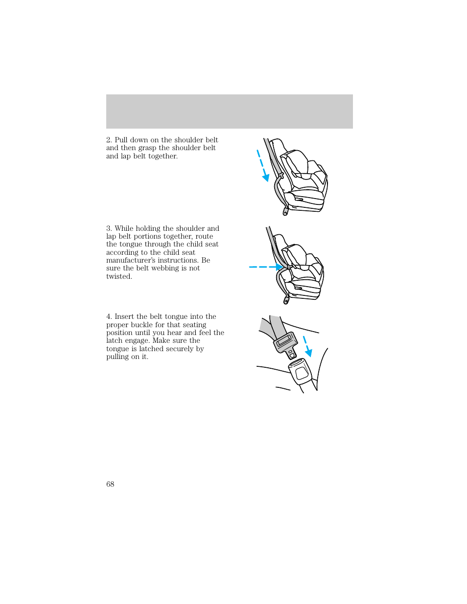 Seating and safety restraints | FORD 1998 Escort User Manual | Page 68 / 191