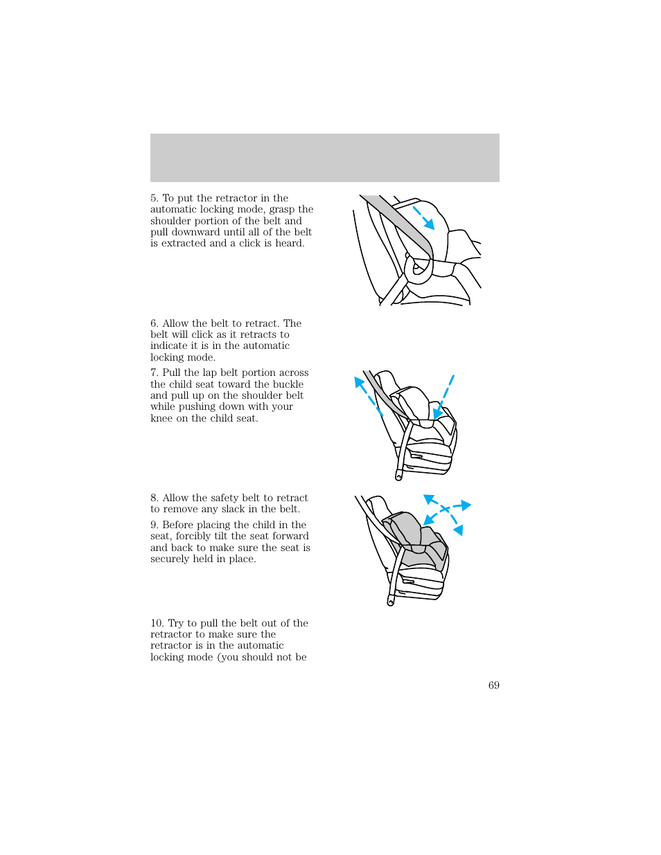 Seating and safety restraints | FORD 1998 Escort User Manual | Page 69 / 191