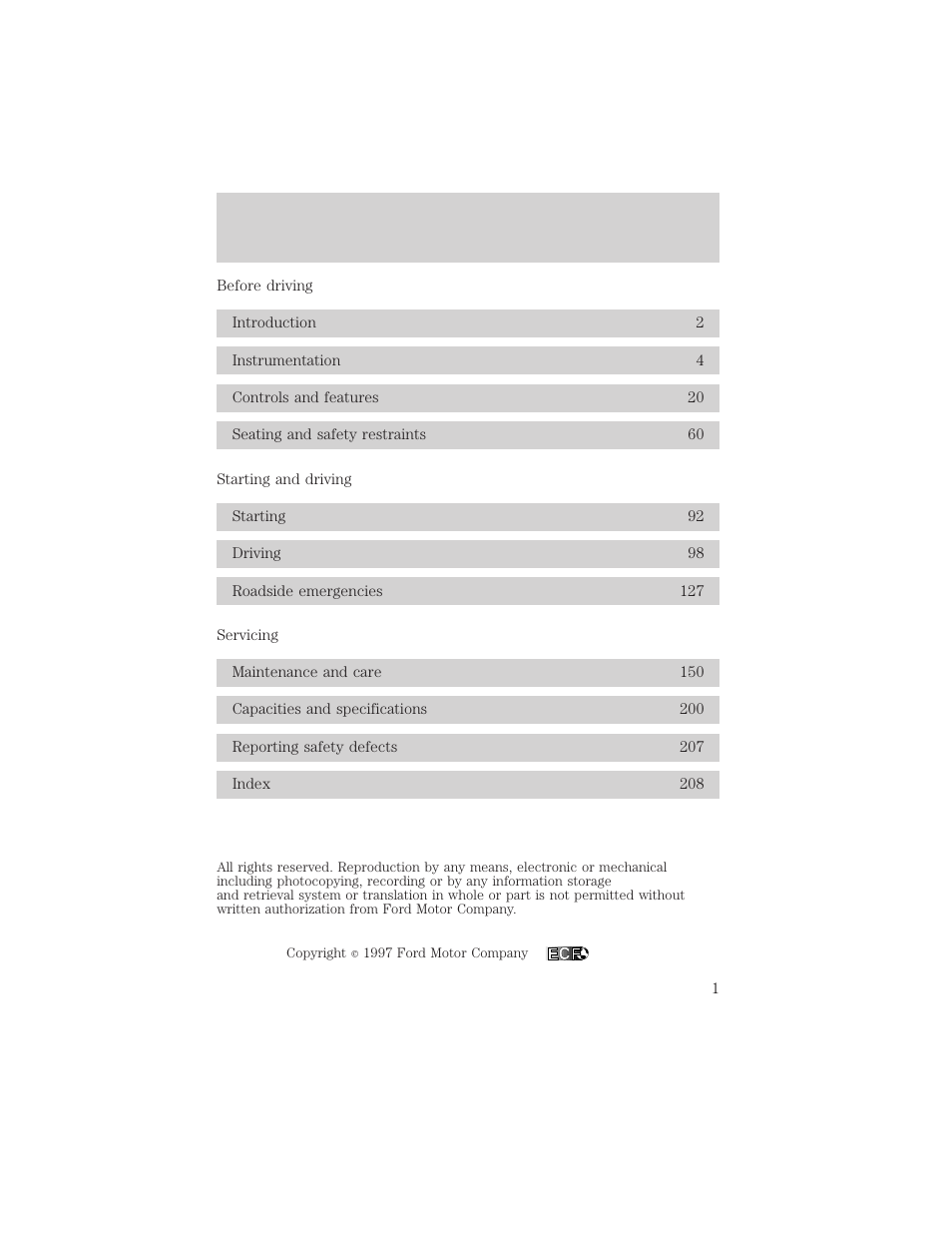 FORD 1998 Expedition User Manual | 216 pages