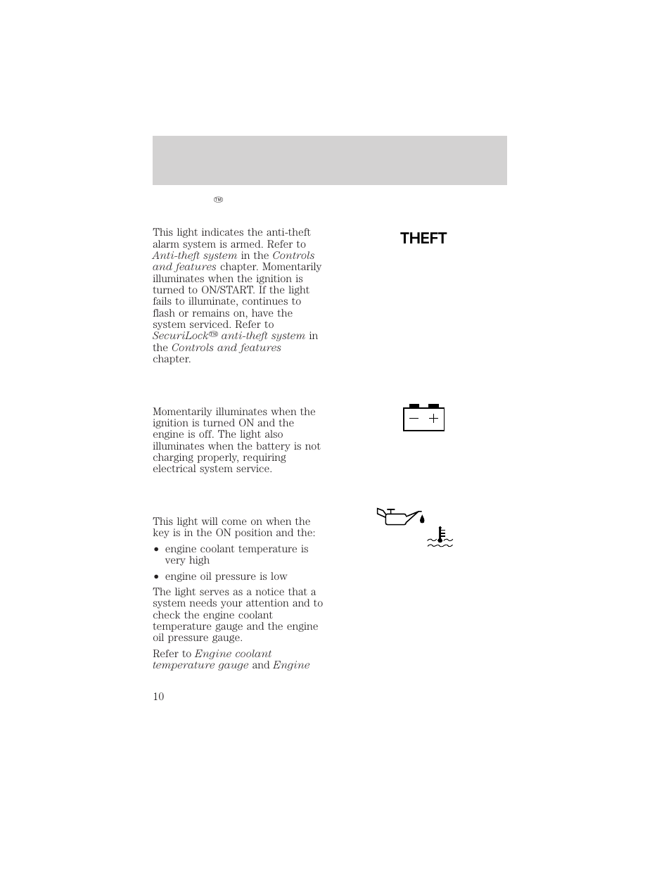 Theft, Instrumentation | FORD 1998 Expedition User Manual | Page 10 / 216