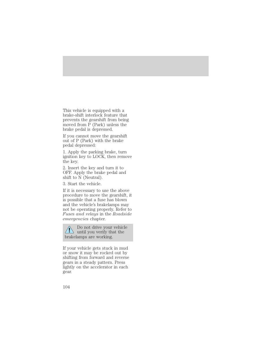 Driving | FORD 1998 Expedition User Manual | Page 104 / 216