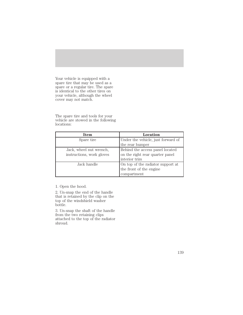 Roadside emergencies | FORD 1998 Expedition User Manual | Page 139 / 216