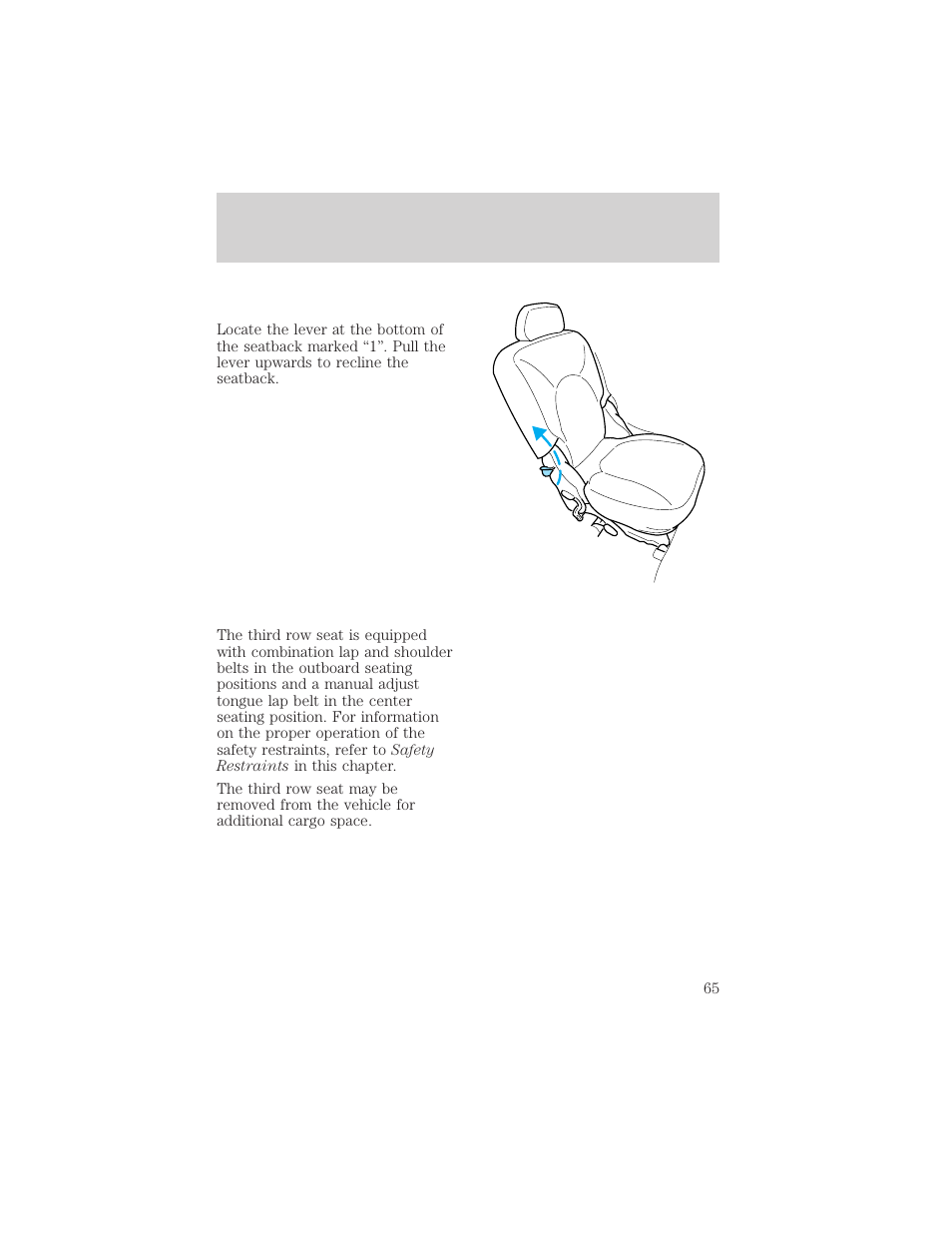 Seating and safety restraints | FORD 1998 Expedition User Manual | Page 65 / 216