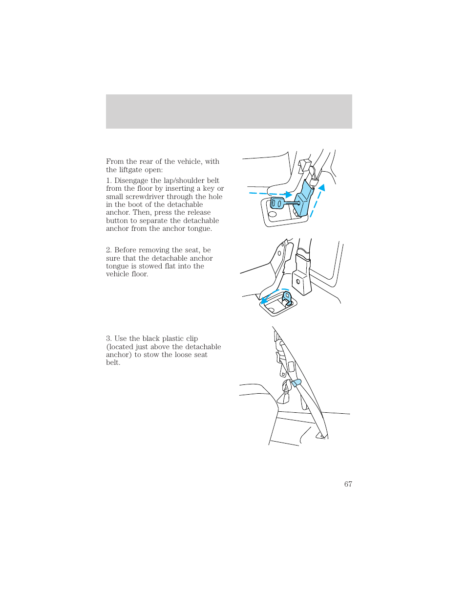 Seating and safety restraints | FORD 1998 Expedition User Manual | Page 67 / 216