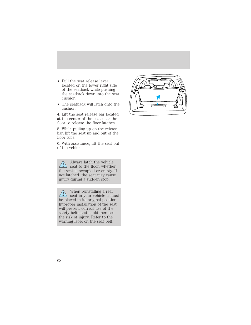 Seating and safety restraints | FORD 1998 Expedition User Manual | Page 68 / 216