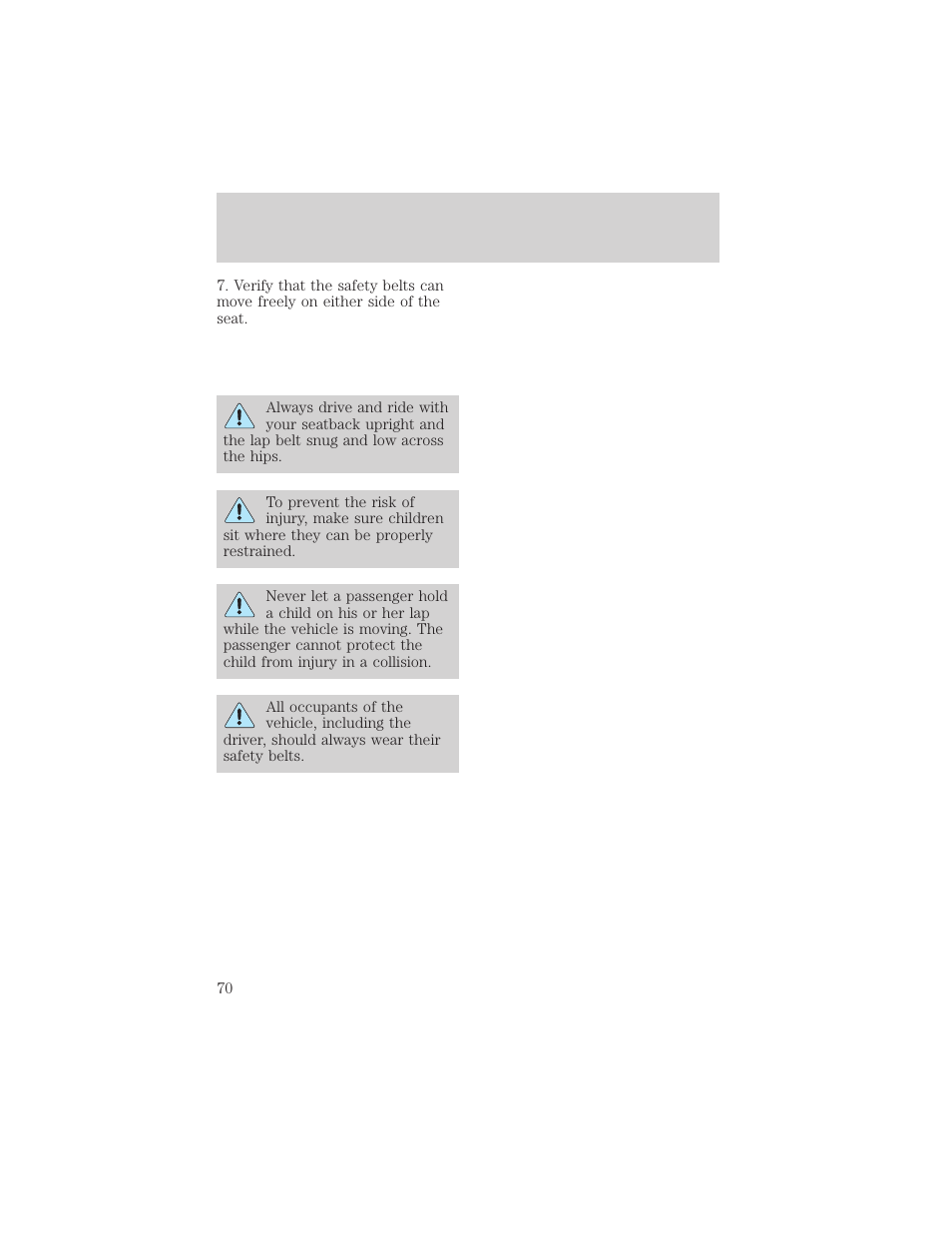 Seating and safety restraints | FORD 1998 Expedition User Manual | Page 70 / 216