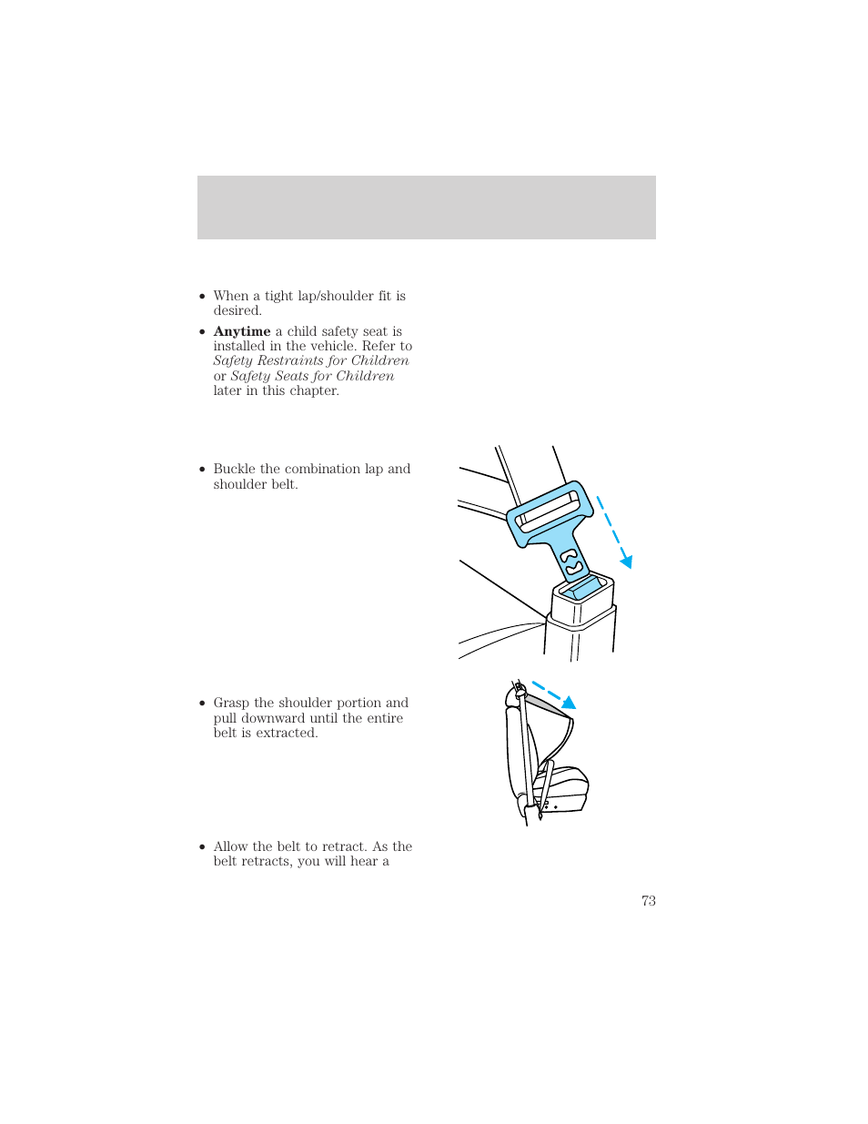 Seating and safety restraints | FORD 1998 Expedition User Manual | Page 73 / 216