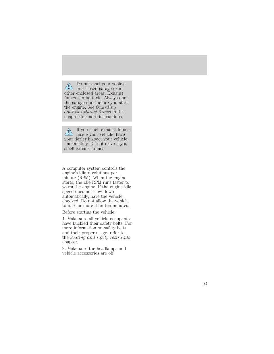 Starting | FORD 1998 Expedition User Manual | Page 93 / 216