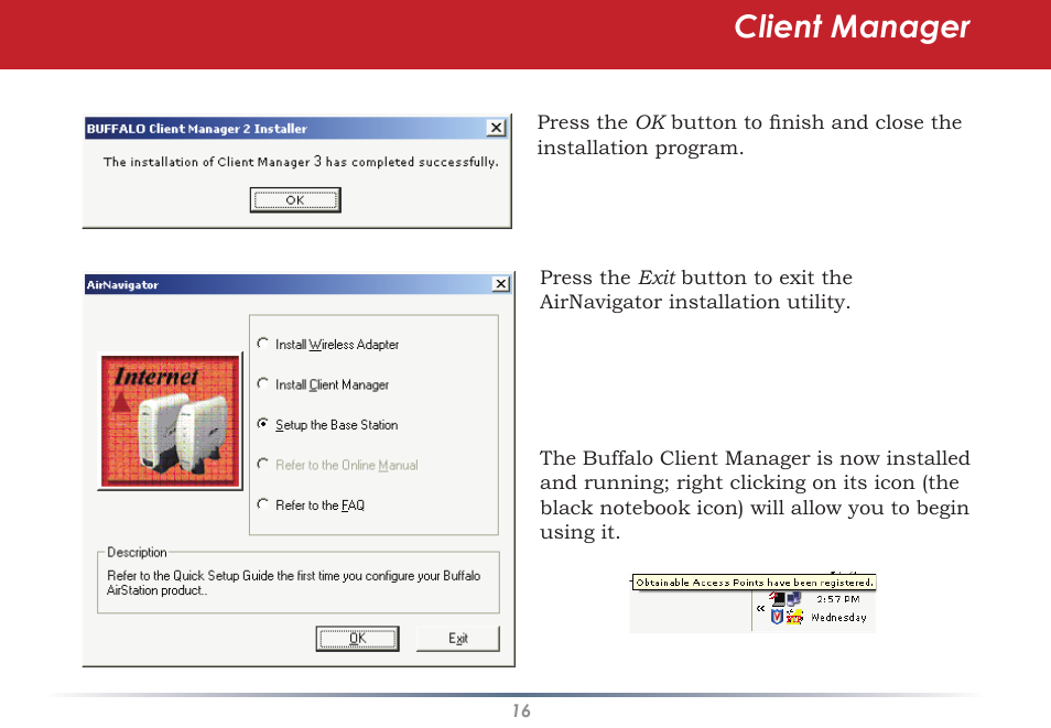 Client manager | Buffalo Technology WLI-U2-AG108HP User Manual | Page 16 / 53