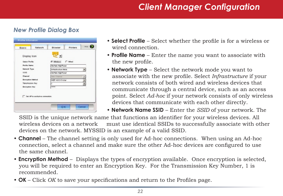 Client manager configuration | Buffalo Technology WLI-U2-AG108HP User Manual | Page 22 / 53
