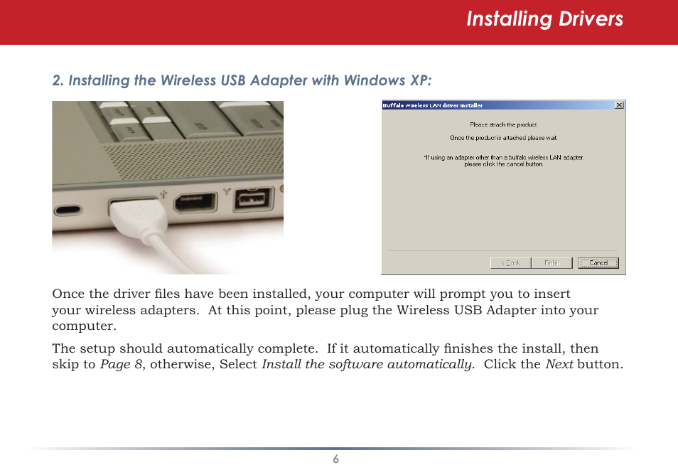 Installing drivers | Buffalo Technology WLI-U2-AG108HP User Manual | Page 6 / 53