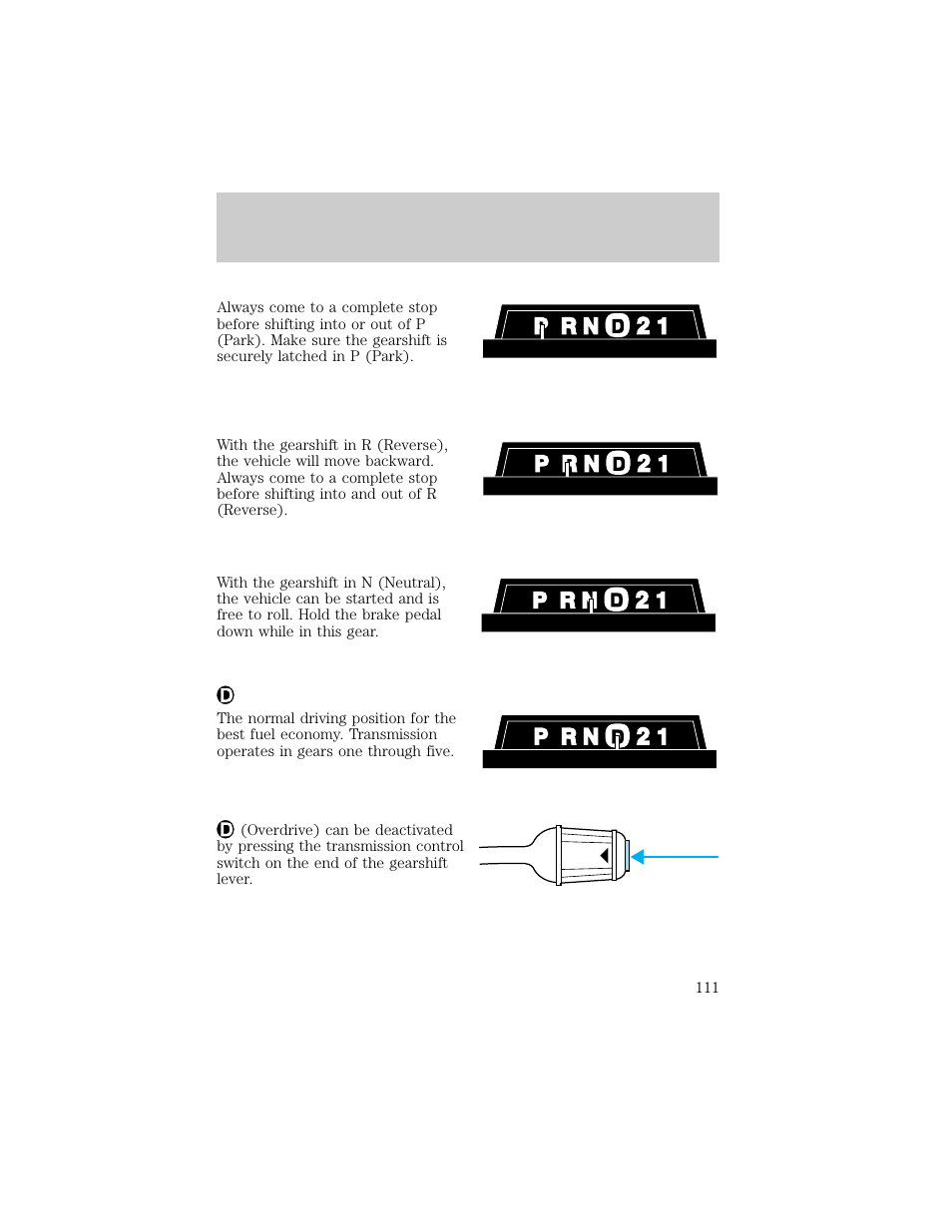 Driving | FORD 1998 Explorer User Manual | Page 111 / 210